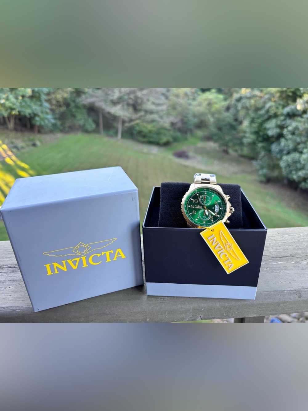 Invicta Men’s Gold Watch with Green Dial NIB